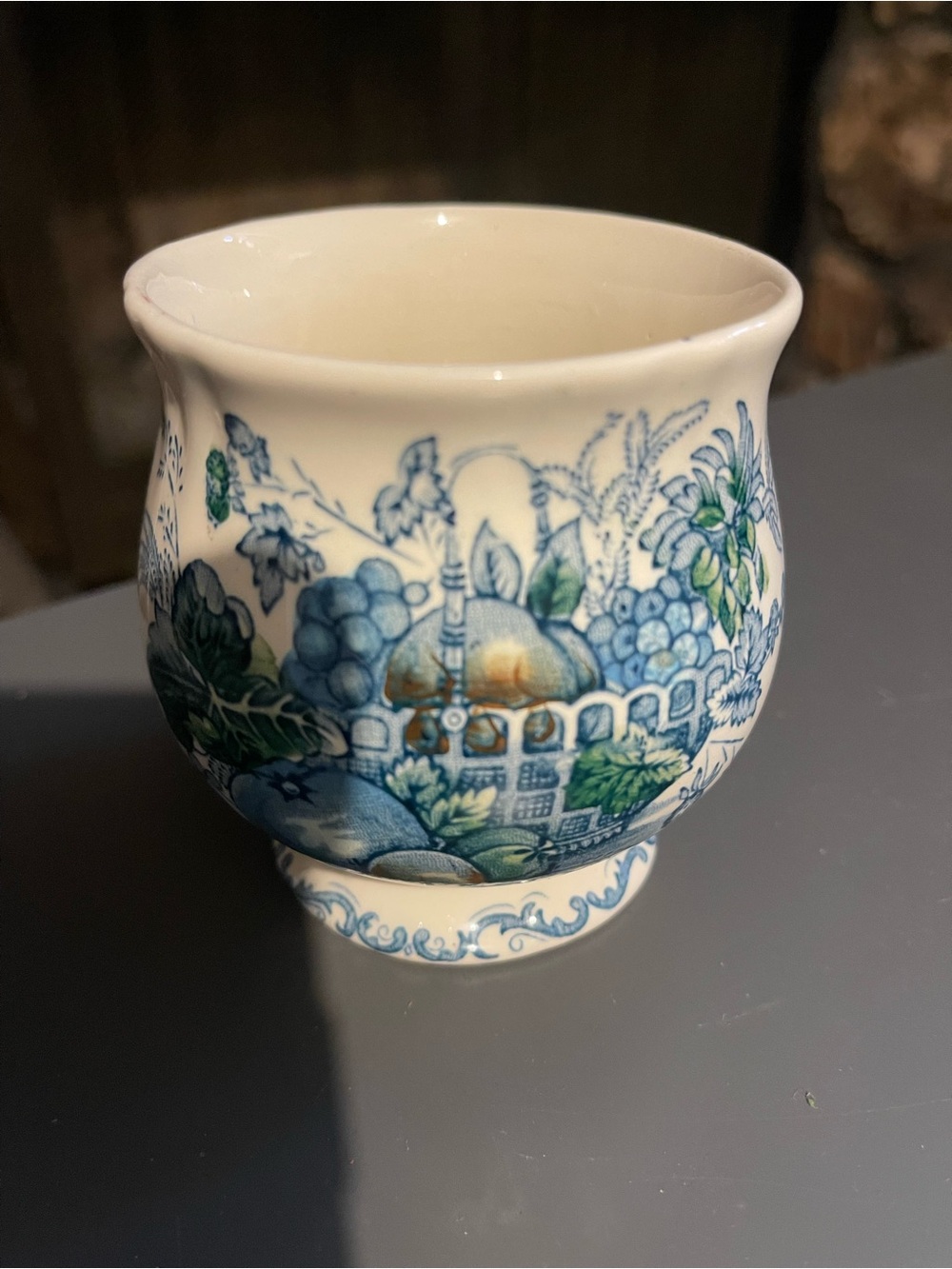 VINTAGE Masons Floral Transfer Pedestal Cup